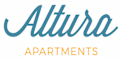 A blue and yellow sign that says Altura Apartments.