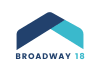 a logo with the words broadway 18 on a white background