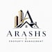 A logo for Arash Property Management featuring a house and skyscrapers.