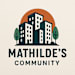 A graphic logo for Mathilde's Community features a stylized city skyline with trees.