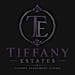 The image is a logo for Tiffany Estates, a luxury apartment living company.