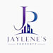 The image is a logo for Jaylene's Property, featuring a stylized letter "J" and "P" with a building design in between.