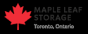 A red maple leaf logo with the words "Maple Leaf Storage" and the location "Toronto, Ontario" beneath it.