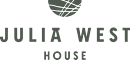 A logo with the text "JULIA WEST HOUSE" and a globe icon.