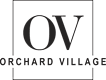 A black and white image of a logo with the letters "OV" and the words "ORCHARD VILLAGE".