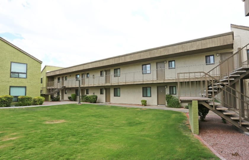Building exterior at The Summit Apartments.