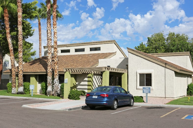 Building exterior at The Summit Apartments.