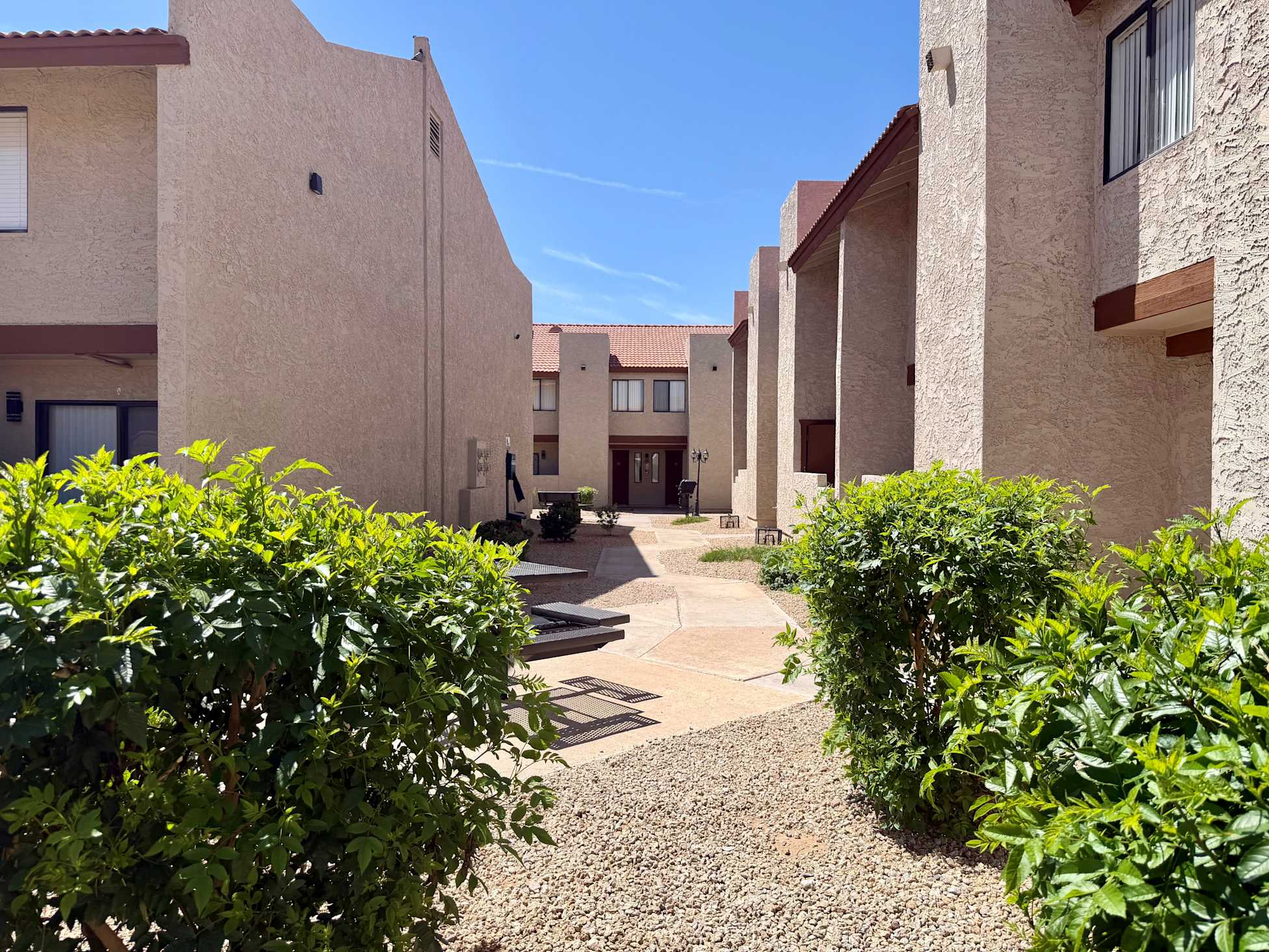 Shared outdoor space at Windsprings Apartments.