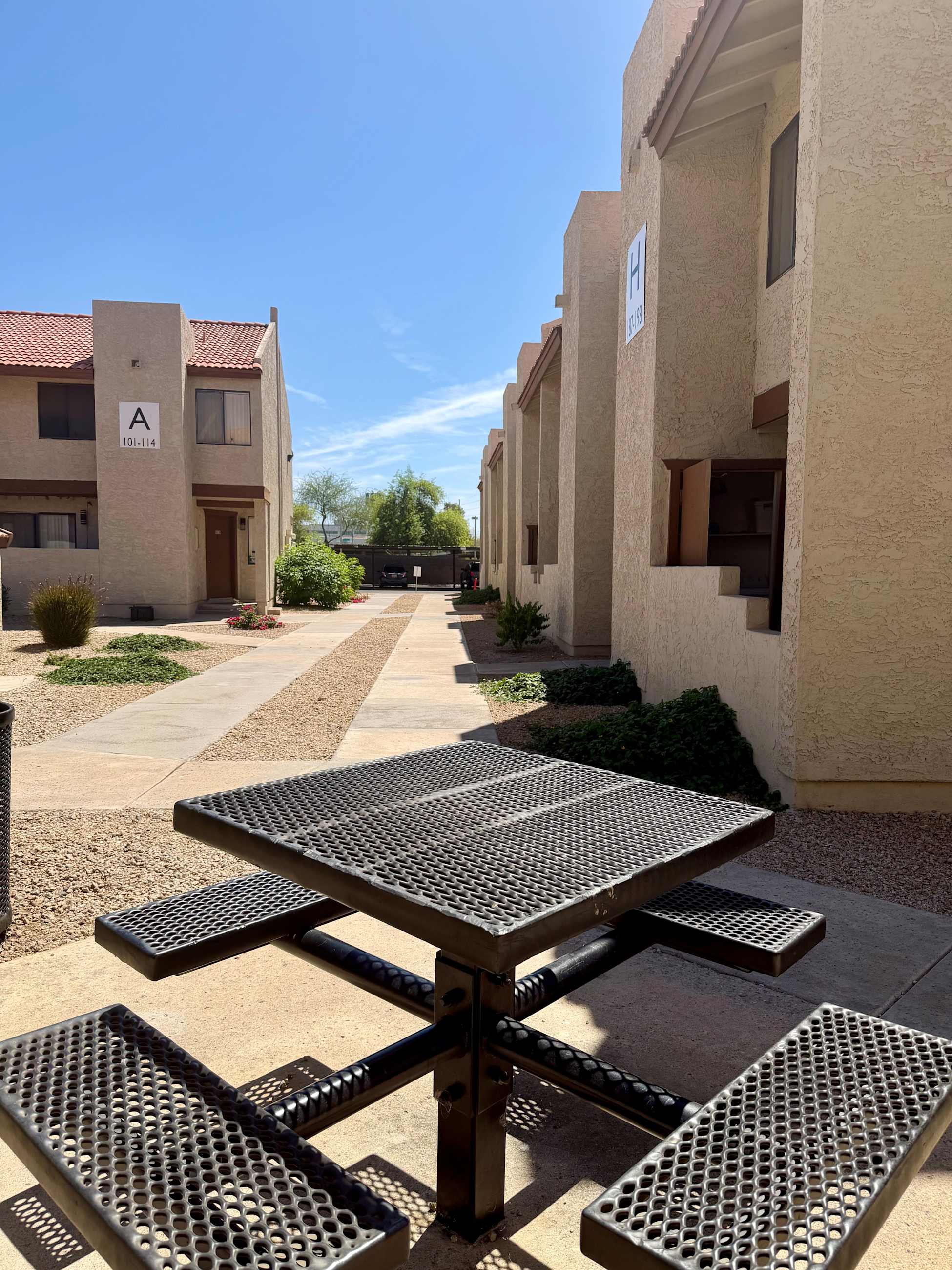 Shared outdoor space at Windsprings Apartments.
