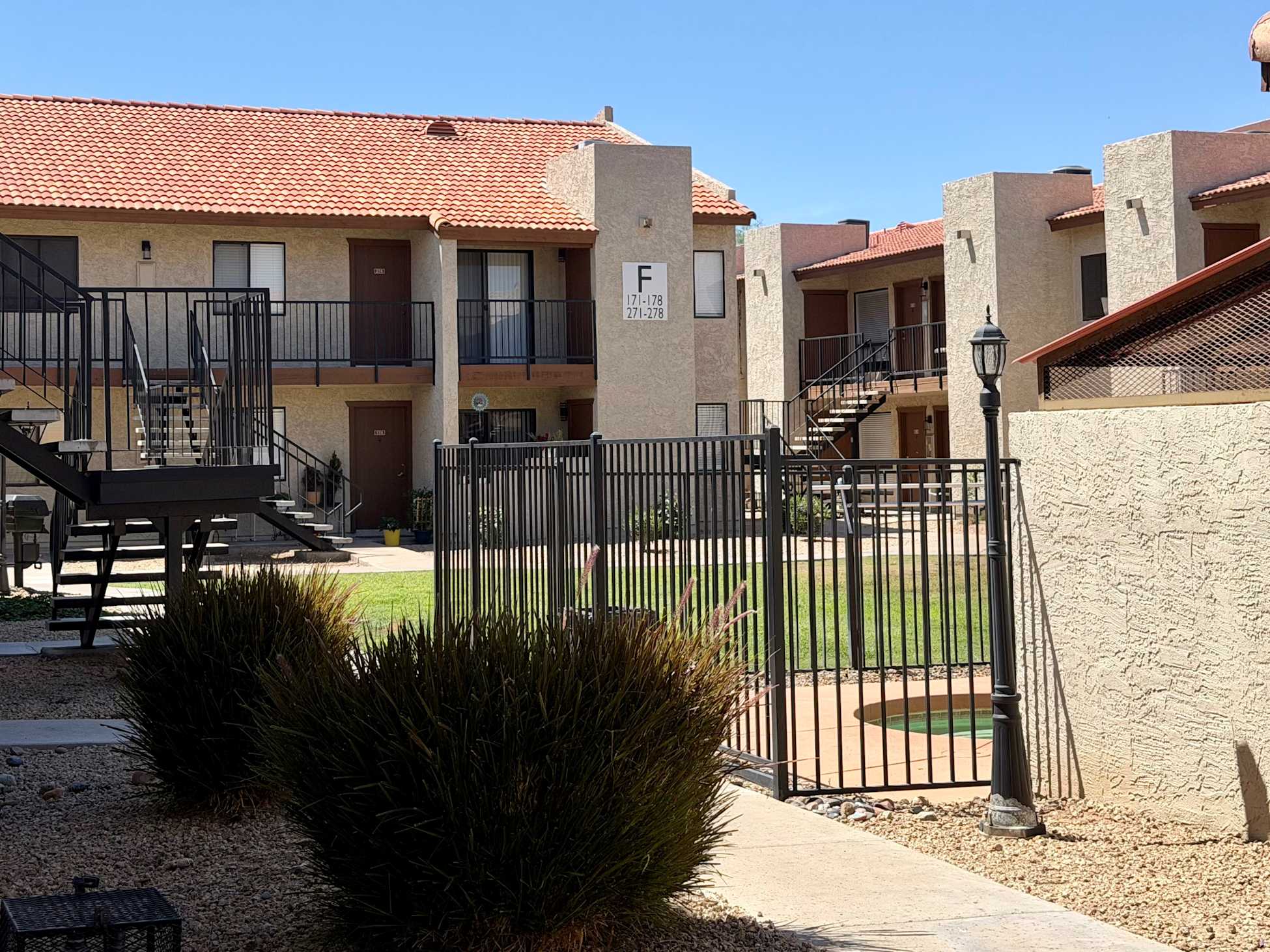 Building exterior at Windsprings Apartments.