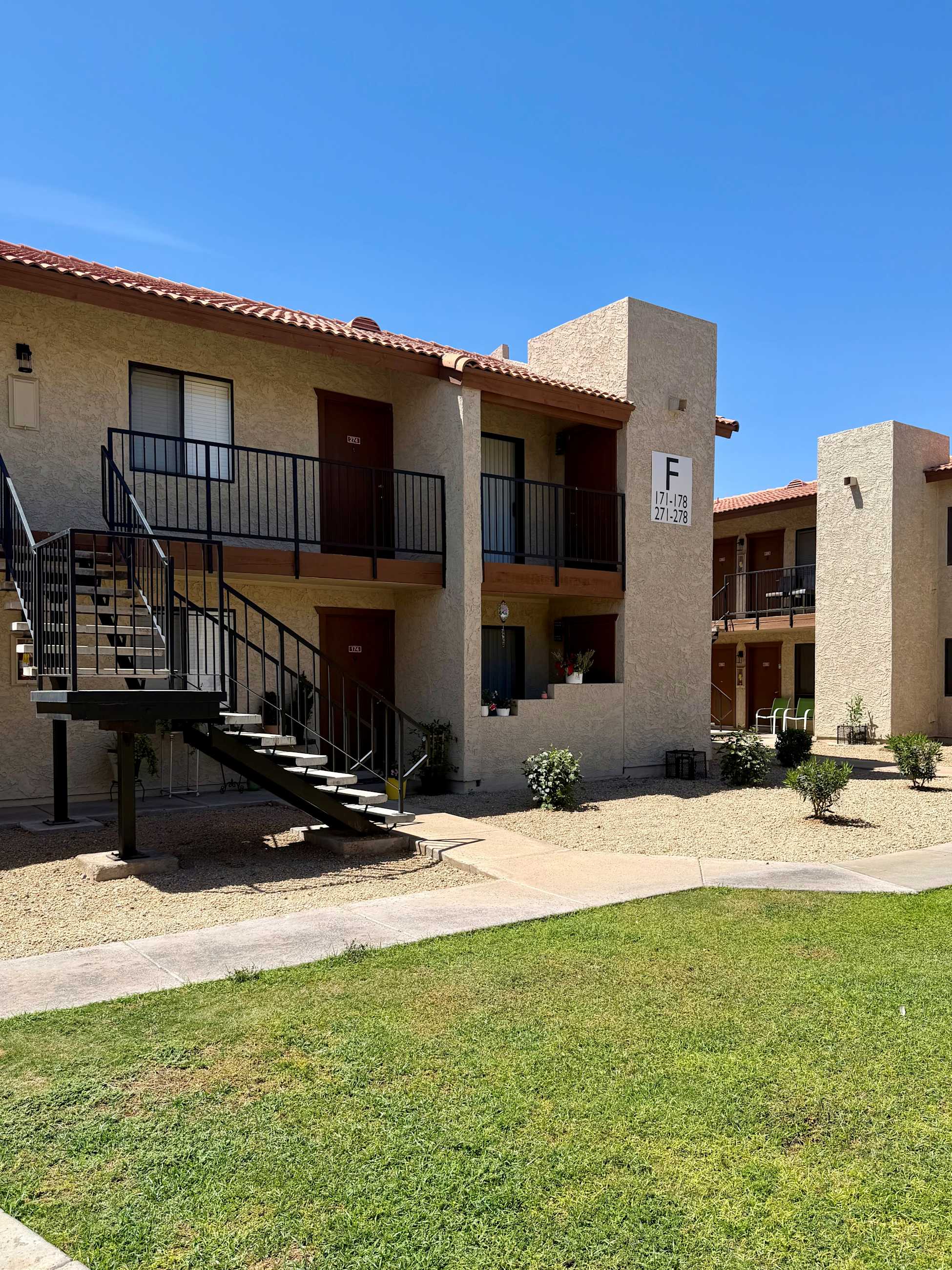 Building exterior at Windsprings Apartments.