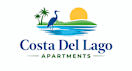 A logo for Costa Del Lago Apartments featuring a bird and a sun.