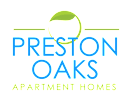 The image is a logo for Preston Oaks Apartment Homes.