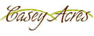 The image displays the name "Casey Acres" in a stylized font with a green leaf design.