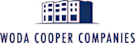 A blue and white logo of a building with the text "WODA COOPER COMPANIES" below it.