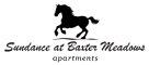 A logo for "Sandance at Baxter Meadows" features a black silhouette of a horse.