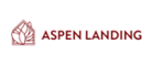 A logo with a house and the words "Aspen Landing" in red.