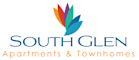 The image is a logo for South Glen Apartments & Townhomes.