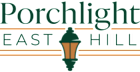 A logo with a green lantern and the words Porchlight East Hill.