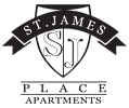 The image is a logo for St. James Place Apartments.