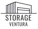 a green logo with the words storage on a green background