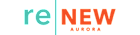 A graphic with the words "re NEW AURORA" in different colors.