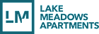 Lake Meadows Apartments logo with a blue background.
