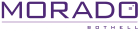 the logo for mardi gras is shown in purple and white