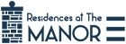 Residences at the Manor logo with a stone pillar graphic.