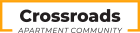 a green background with the crossroads apartment community logo