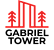 The image shows a logo with the name "GABRIEL TOWER" and a graphic of three trees and three vertical lines.