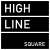 a logo with high line and square on a black background