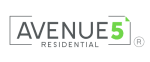 a logo with the words avenues 5 residential on a green background