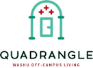 the logo for quadrilles wash off campus living