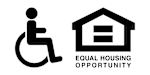 A graphic with a wheelchair and a house symbolizes equal housing opportunities.