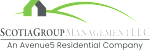 The image is a logo for a company named Scotiagroup Management LLC, which is a residential company.