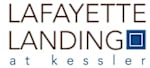 The image features the text "LAFAYETTE LANDING at kessler" in bold, with a blue square next to the word "Landing".
