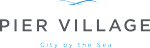 The image displays the name "PIER VILLAGE" in large letters, with a tagline "City by the Sea" beneath it.