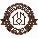 A brown and white logo that says "RESERVED FOR QA".