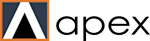 A black and white triangle with the word apex below it.