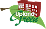 A logo with a red building and green text that reads "Upland Green".