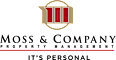 A logo for Moss & Company Property Management with the tagline "It's Personal".