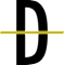A black letter D with a yellow line across it.