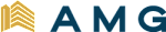 The image shows the letters A, M, G in a bold, dark blue color against a green background.