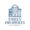 The image is a logo for Emily Property Apartments, featuring a stylized building above the company name.