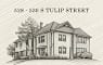A drawing of a house is labeled 528 - 530 S Tulip Street.