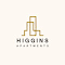 A logo for Higgins Apartments is displayed.