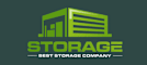 a best storage company logo on a green background
