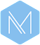 A blue hexagon with a white 'M' in the center.