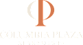 Columbia Plaza Apartments logo with a black background.